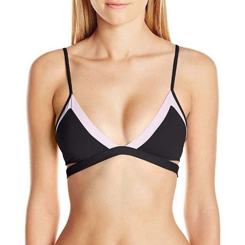 L*Space Women's Two Tone V Neck Two Piece Bikini Top Size XS